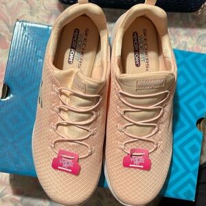 Skechers, New-in-box, Size 11, wide fit, slip-on, DYNAMITE pink running shoes.